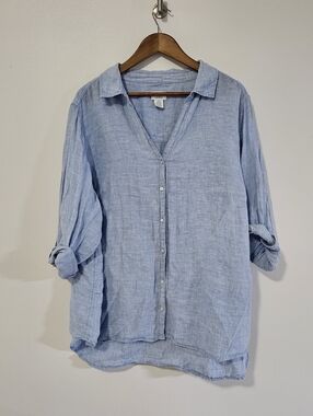 Sigrid Olsen 100% Linen Button Down Shirt 3X